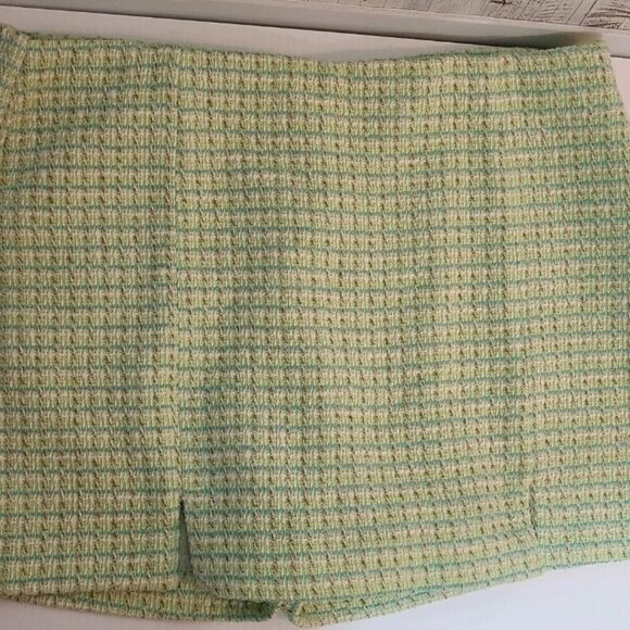 ZARA WOMAN SKORT SS22 GREEN STRUCTURED GINGHAM PATTERN SHORTS XL 4661/434/500 - Picture 2 of 6